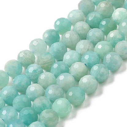 Natural Amazonite Beads Strands, Round, Faceted, Grade A