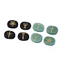 Gemstone Engraved Tarot Symbol Pattern Oval Stone Set, Pocket Palm Stone for Reiki Balancing, Home Display Decorations