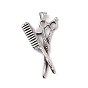 304 Stainless Steel Rhinestone Pendant, Comb and Scissors Shape
