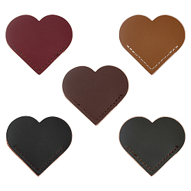 CHGCRAFT 10 Pcs 5 Colors Leather Bookmarks, Page Marker for Book, Heart Shape