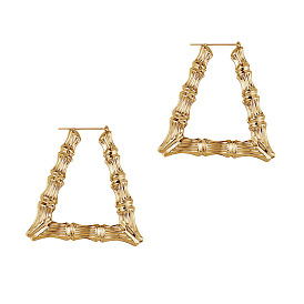 Exaggerated Nightclub Earrings with Large Bamboo Joint Ear Pendants - Metallic Texture
