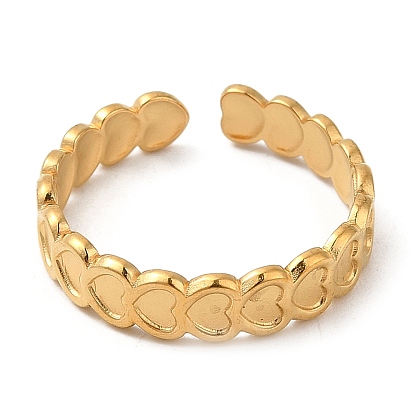 304 anillos de dedo del acero inoxidable, anillo abierto con forma de corazón/luna para mujer, dorado