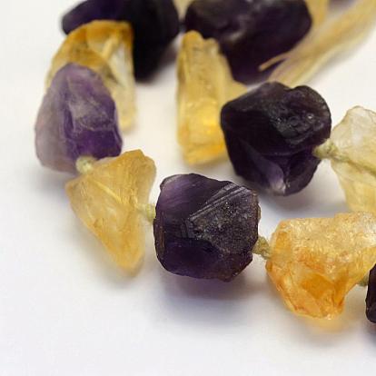 Rough Raw Natural Amethyst and Citrine Beads Strands, Nuggets