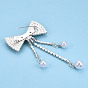 Nœud papillon en strass cristal avec épinglette perle en plastique, insigne créatif en laiton pour vêtements de sac à dos