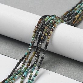 Natural HuBei Turquoise Beads Strands, Round Beads, Faceted