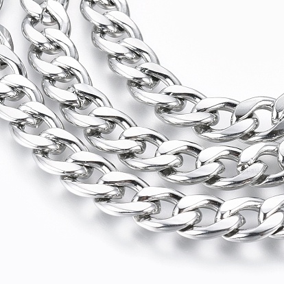 Men Curb Chain Necklace, 304 Stainless Steel Necklaces, with Lobster Claw Clasps, Rock Style, 23.6 inch(60cm)