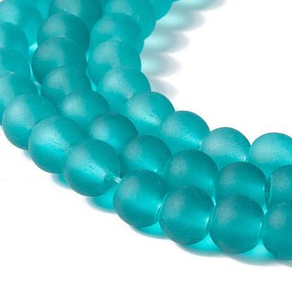 20 couleurs brins de perles de verre transparentes, pour la fabrication de bijoux en perles, givré, ronde