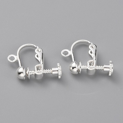 Brass Clip-on Earring Findings, Spiral Ear Clip, Components Screw Back Ear Wire Non Pierced Earring Converter, with Loop, for Jewelry Making
