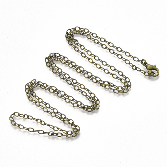 Brass Cable Chain Necklace Making, with Lobster Claw Clasps