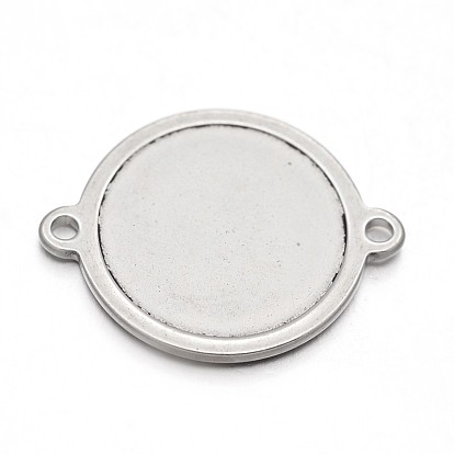 Conectores de enlaces en blanco de etiquetas de acero inoxidable 304 redondas planas, 21x16x1.5 mm, agujero: 1.5 mm