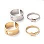 304 Stainless Steel Finger Rings Sets, Wide Band Cuff Rings and Finger Rings, Couple Rings for Valentine's Day, Cross
