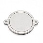 Conectores de enlaces en blanco de etiquetas de acero inoxidable 304 redondas planas, 21x16x1.5 mm, agujero: 1.5 mm