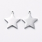 304 Stainless Steel Charms, Manual Polishing, Star