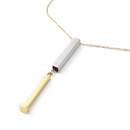 Ion Plating(IP) 304 Stainless Steel Cuboid Pendant Necklace, for Hidden Message Necklace Making