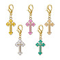 Alloy Enamel Pendant Decoration, with Zinc Alloy Lobster Claw Clasps, Cross