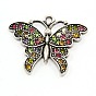 Alloy Butterfly Rhinestone Pendants, Grade A