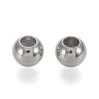 202 Stainless Steel Beads, with Rubber Inside, Slider Beads, Stopper Beads