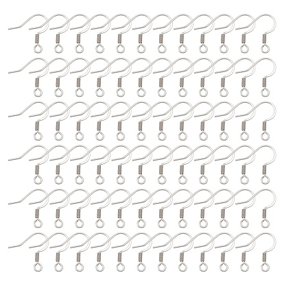 Placage ionique (ip) 304 crochets de boucle d'oreille français en acier inoxydable, crochets de boucle d'oreille plats, fil d'oreille, avec boucle horizontale
