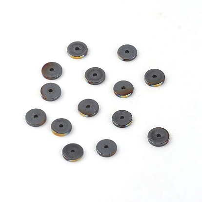 Galvaniques perles d'hématite synthétique non magnétique brins, demi-plaqué, perles heishi, Plat rond / disque