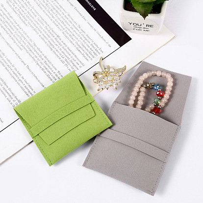Мешочки-конверты из микрофибры с откидной крышкой, подарочные пакеты для хранения ювелирных изделий, квадратный
