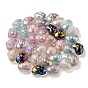 Perlas de acrílico transparentes iridiscentes arco iris chapado uv, dos tonos, corazón