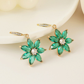 Crystal Grandmother Green Flower Earrings - Simple and Elegant Jewelry for Women.