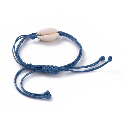 Adjustable Braided Bead Bracelet Sets, with Cowrie Shell Beads and Waxed Polyester Cord