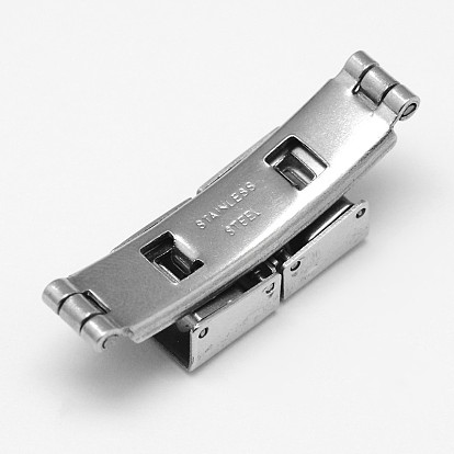 Rectangle 201 Stainless Steel Watch Band Clasps, 34x10x8mm, Hole: 3x9mm