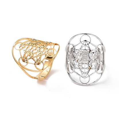304 anillo ajustable estrella de david de acero inoxidable, anillo ancho hueco irlandés para mujer