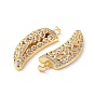 Brass Micro Pave Cubic Zirconia Pendants, Real 18K Gold Plated, Horn/Tusk Charm
