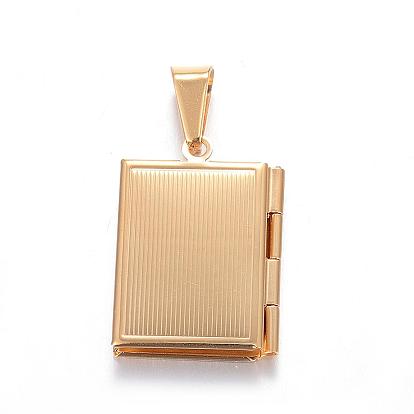 316 Surgical Stainless Steel Locket Pendants, Rectangle