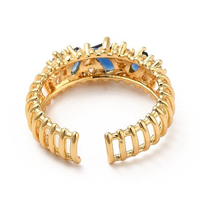 Кольцо-манжета из латуни с кубическим цирконием, открытое кольцо для женщин, реальный 18 k позолоченный
