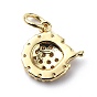 Brass Micro Pave Cubic Zirconia Charms, with Jump Ring, Hedgehog Charms