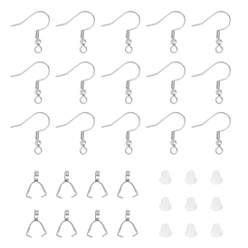 Unicraftale DIY Jewelry Findings Sets, with 201 Stainless Steel Earring Hooks, 304 Stainless Steel Pinch Bails, Plastic Ear Nuts