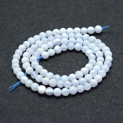 Perlas naturales ágata de encaje azul hebras, grado ab +, rondo