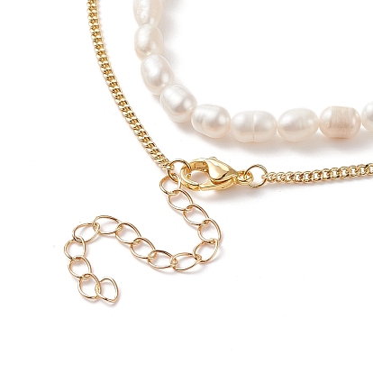 2 piezas 2 conjunto de collar de cuentas de perlas naturales estilo, pulseras apilables de latón con dije de corazón para mujer