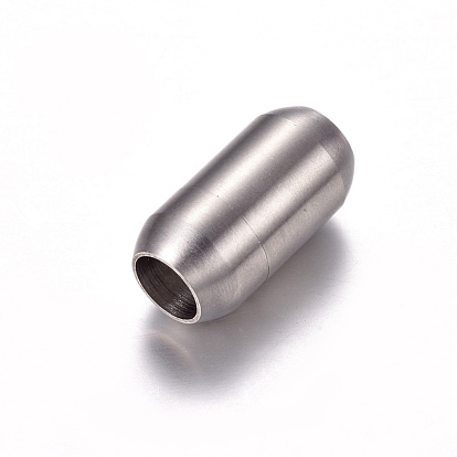 304 Stainless Steel Magnetic Clasps with Glue-in Ends, Matte Surface, Oval