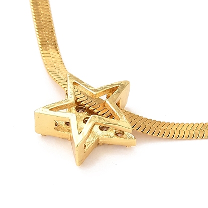 Étoile 304 colliers avec pendentif en zircone cubique pavée en acier inoxydable, avec des chaînes serpent en acier inoxydable, plaqué longue durée