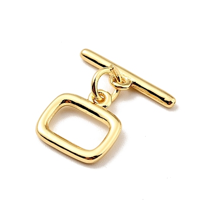 Brass Toggle Clasps, Rectangle, Cadmium Free & Lead Free, Long-Lasting Plated