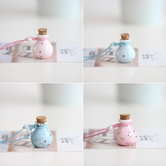 Ceramic Perfume Bottle Pendant Necklace with Braided Nylon Cord, Essential Oil Vial Necklace for Women