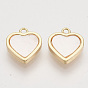 Shell Charms, with Brass Findings, Nickel Free, Heart