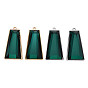 Faceted Glass Pendants, with Alloy Open Back Settings, Trapezoid, Cadmium Free & Lead Free, Green
