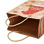 Рождественские тематические прямоугольные бумажные пакеты, с ручками, для подарочных пакетов и сумок