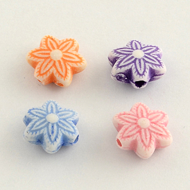 Perles acryliques de style artisanal, fleur, 10x5mm, trou: 2 mm, environ 1600 pcs / 500 g