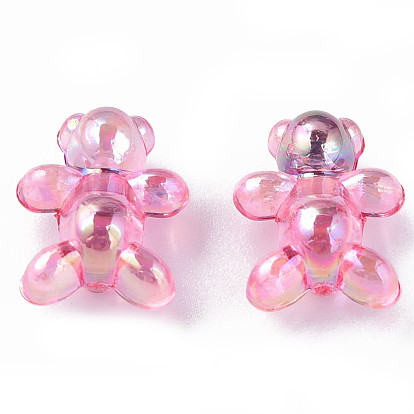 Perles acryliques transparentes, de couleur plaquée ab , ours