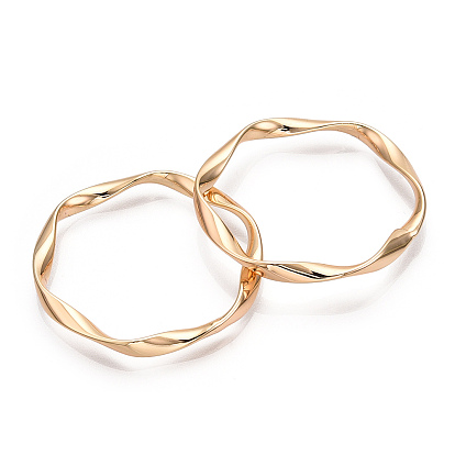 Brass Linking Rings, Real 18K Gold Plated, Twisted Ring