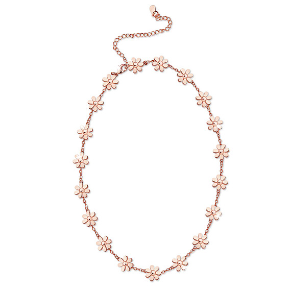 SHEGRACE Brass Link Necklaces, with Cable Chains, Daisy