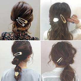 Pince à cheveux en métal vintage - style japonais, évider, simple, rétro, bord de fil.