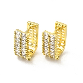Clear Cubic Zirconia Arch Hoop Earrings, Brass Jewelry for Women
