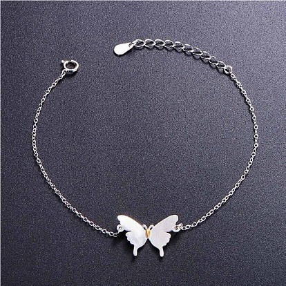 Shegrace unique design 925 bracelet à maillons en argent sterling, avec papillon (rallonges de chaîne de style aléatoire)